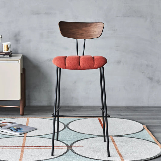 Lara Bar Stool by Zentique in red. Made from steel, cotton, plywood in a modern style.