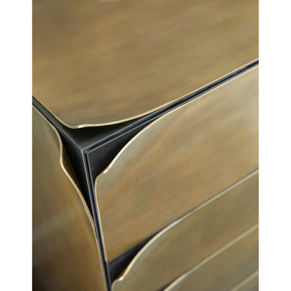 Hammersmith Drawer Chest by Jonathan Charles in gold and satin brass. Made from beech solids, brass in a unique style.