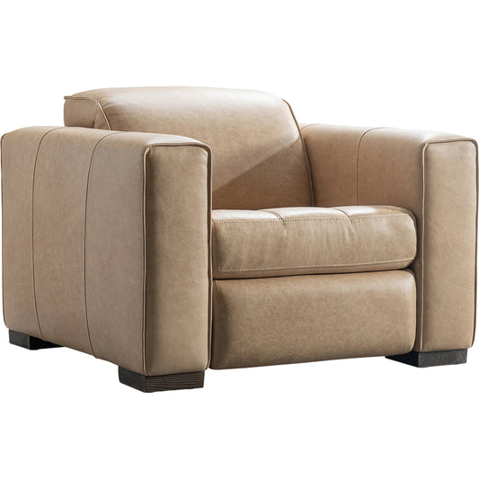Nest Leather Power Motion Chair by Bernhardt in brown. Made from leather in a unique style.