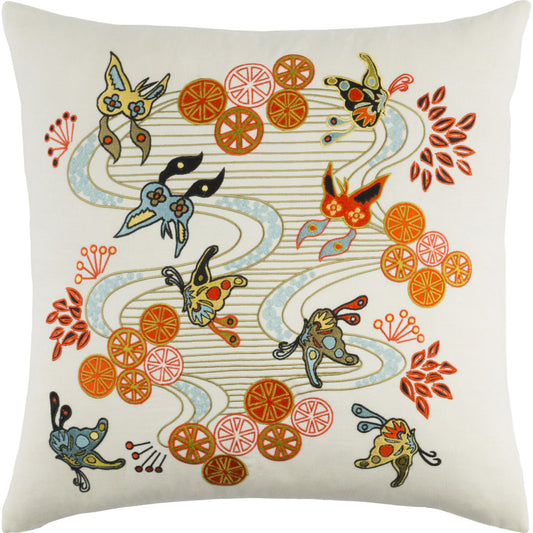 Chinese River Pillow - 11885 by Surya. Made from 55% linen, 45% cotton in a modern style.