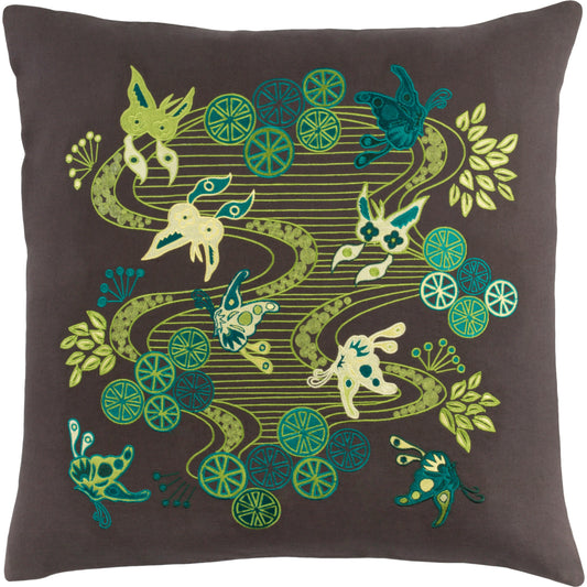 Chinese River Pillow - 11885 by Surya. Made from front: 55% linen, 45% cotton, back: 55% linen in a modern style.