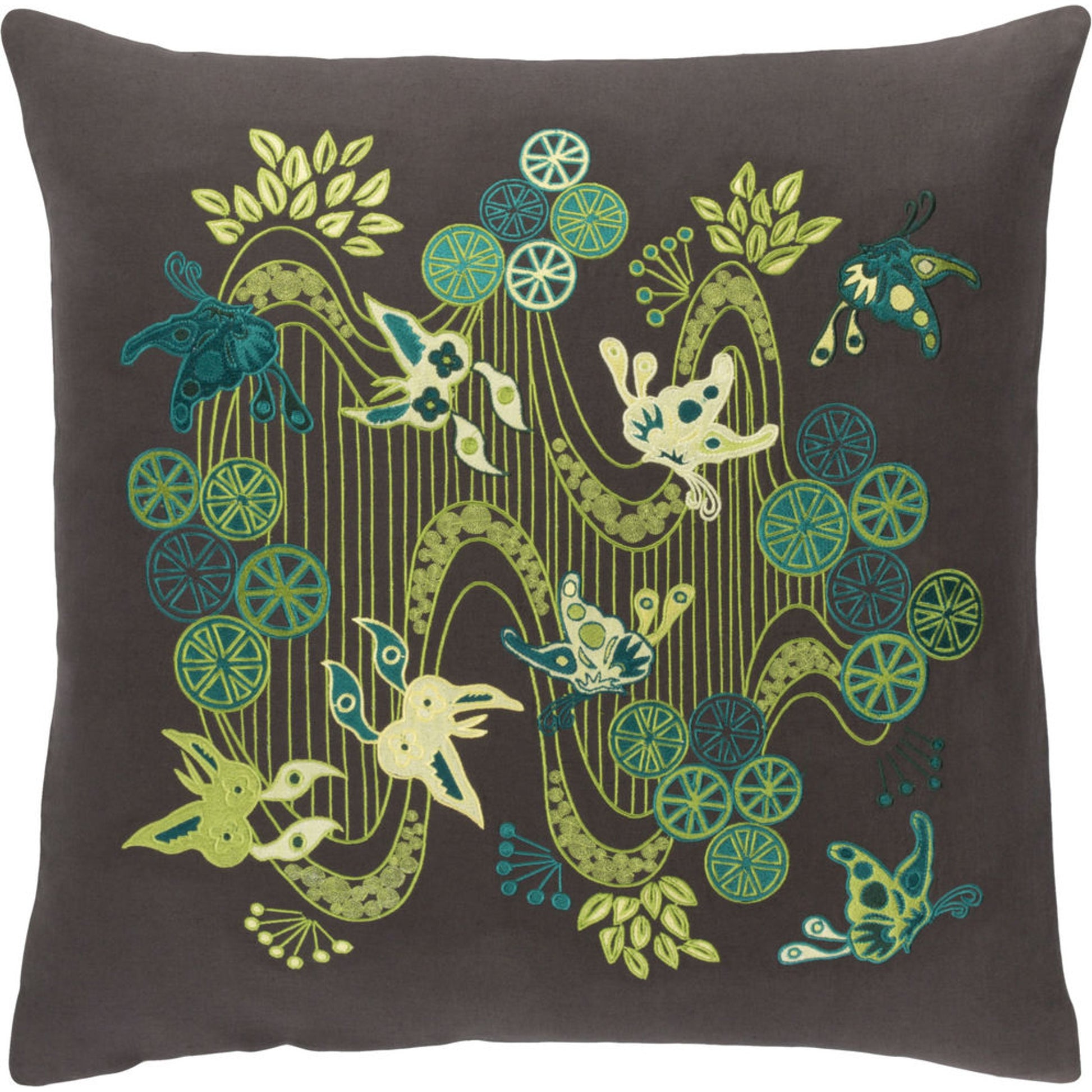 Chinese River Pillow - 11885 by Surya. Made from 55% linen, 45% cotton in a modern style.