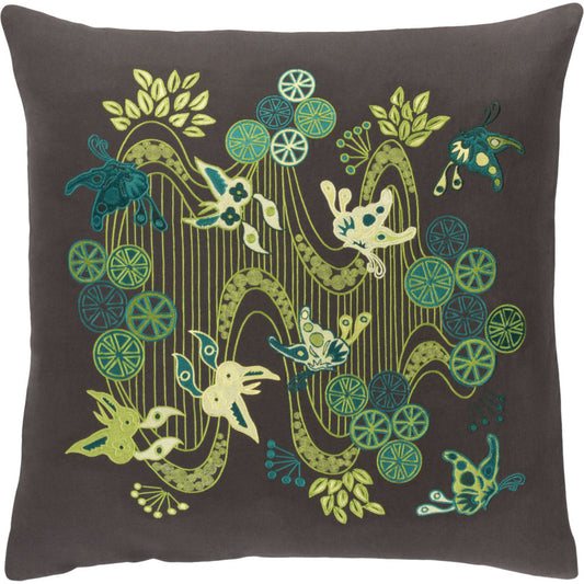 Chinese River Pillow - 11885 by Surya. Made from 55% linen, 45% cotton in a modern style.