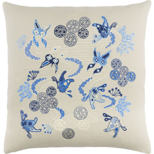 Chinese River Pillow - 11885 by Surya. Made from 55% linen, 45% cotton in a modern style.