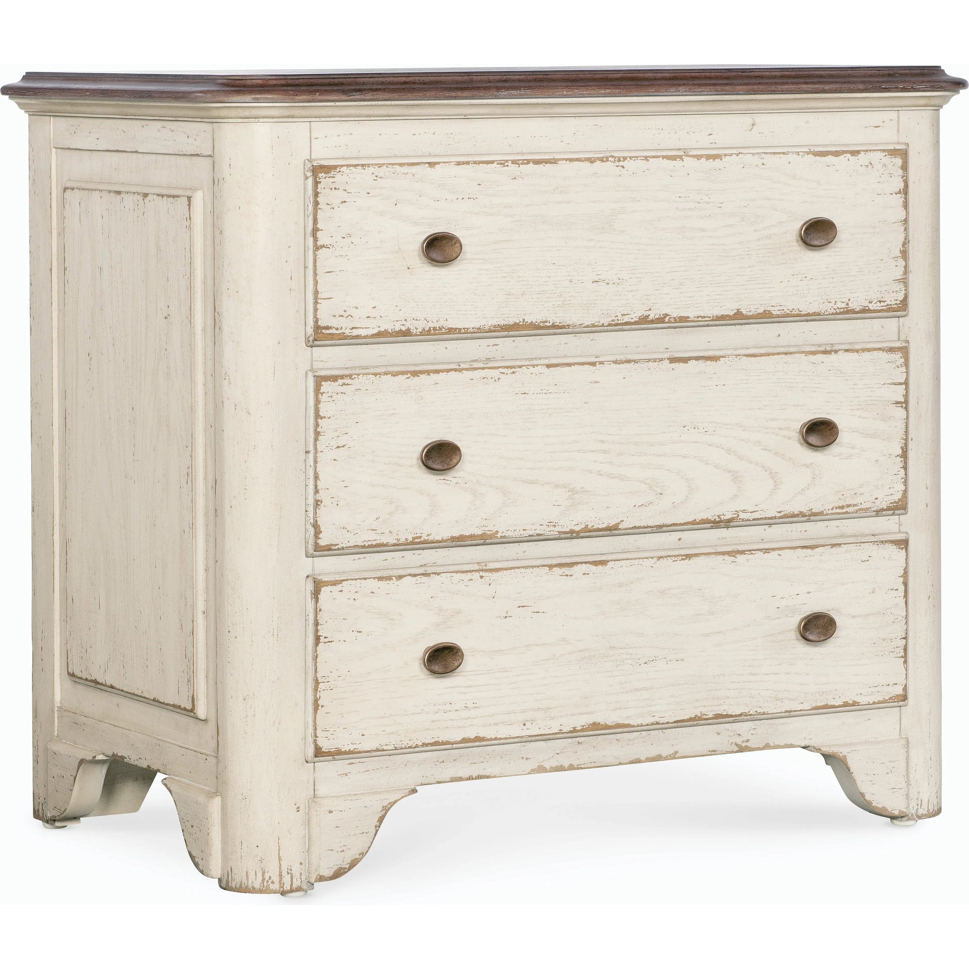 Americana Three-Drawer Nightstand by Hooker Furniture. Made from oak veneers with solid-wood edge top in a modern style.
