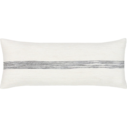 Carine Pillow - 14299 by Livabliss in ivory, black, charcoal. Made from front: 100% wool, back: 100% cotton in a modern style.