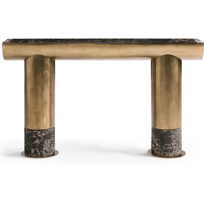 Nova Console Table by Jonathan Charles in industrial bronze finish. Made from main aluminum in a unique style.