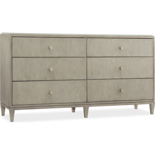 Elixir Dresser by Hooker Furniture in greige. Made from chinese walnut veneers in a modern style.