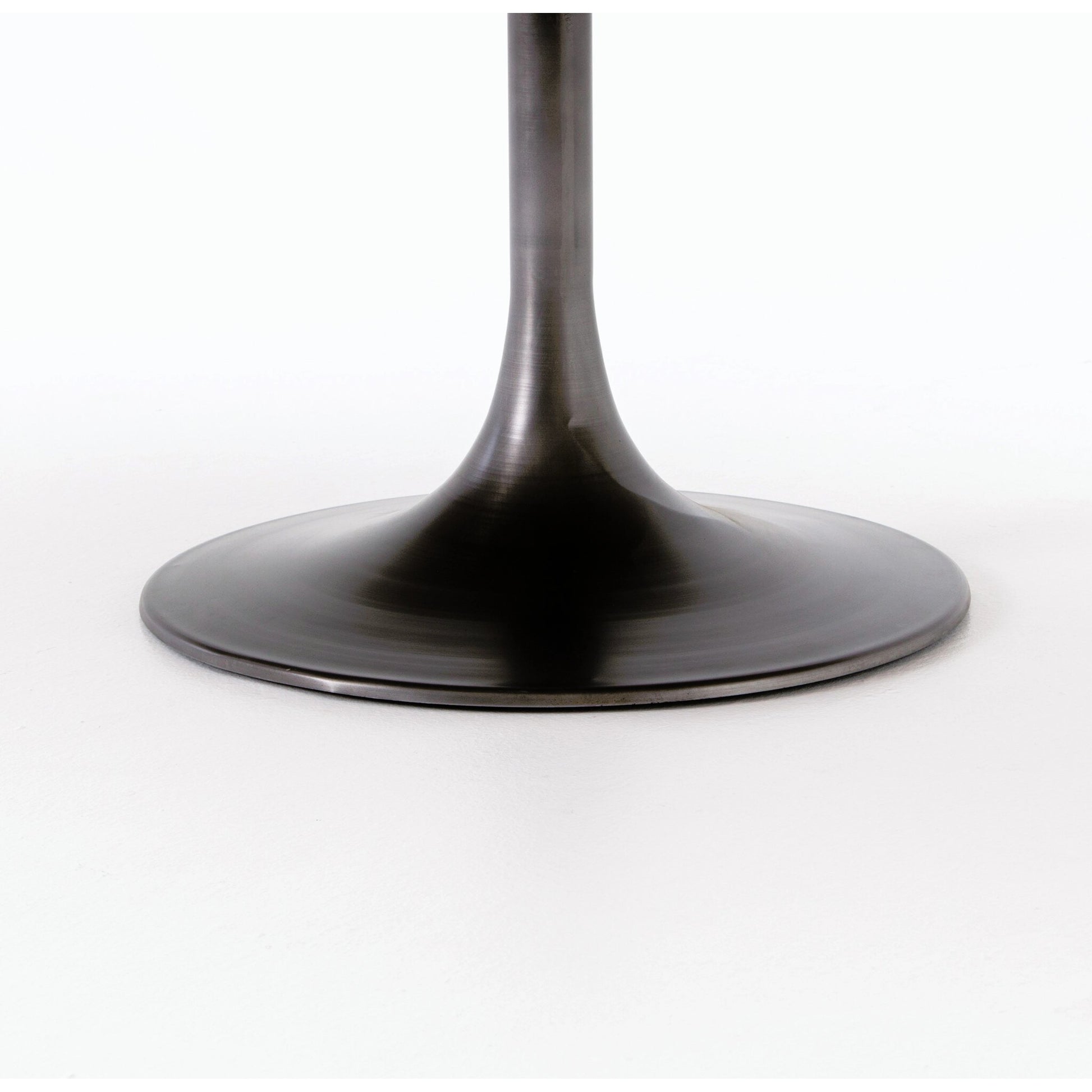 Evans Oval Dining Table by Four Hands in reclaimed burnt oak, vessel grey, polished brass. Made from solid reclaimed oak, iron, stainless steel in a modern style.