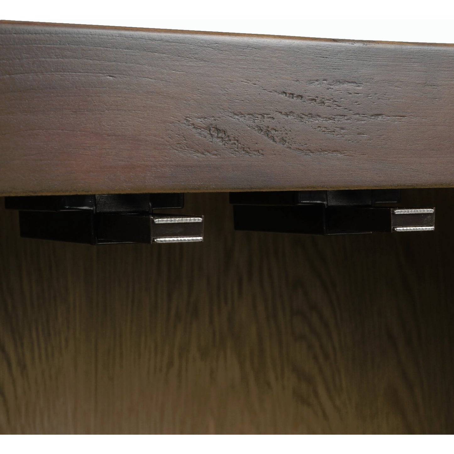 030 S-338897 | Closeup | Enzo Sideboard by Four Hands in dark walnut. Made from walnut veneer, brass, stainless steel in a modern style.