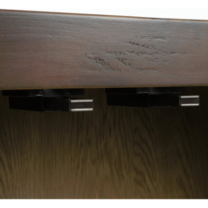 Enzo Sideboard by Four Hands in dark walnut. Made from walnut veneer, brass, stainless steel in a modern style.