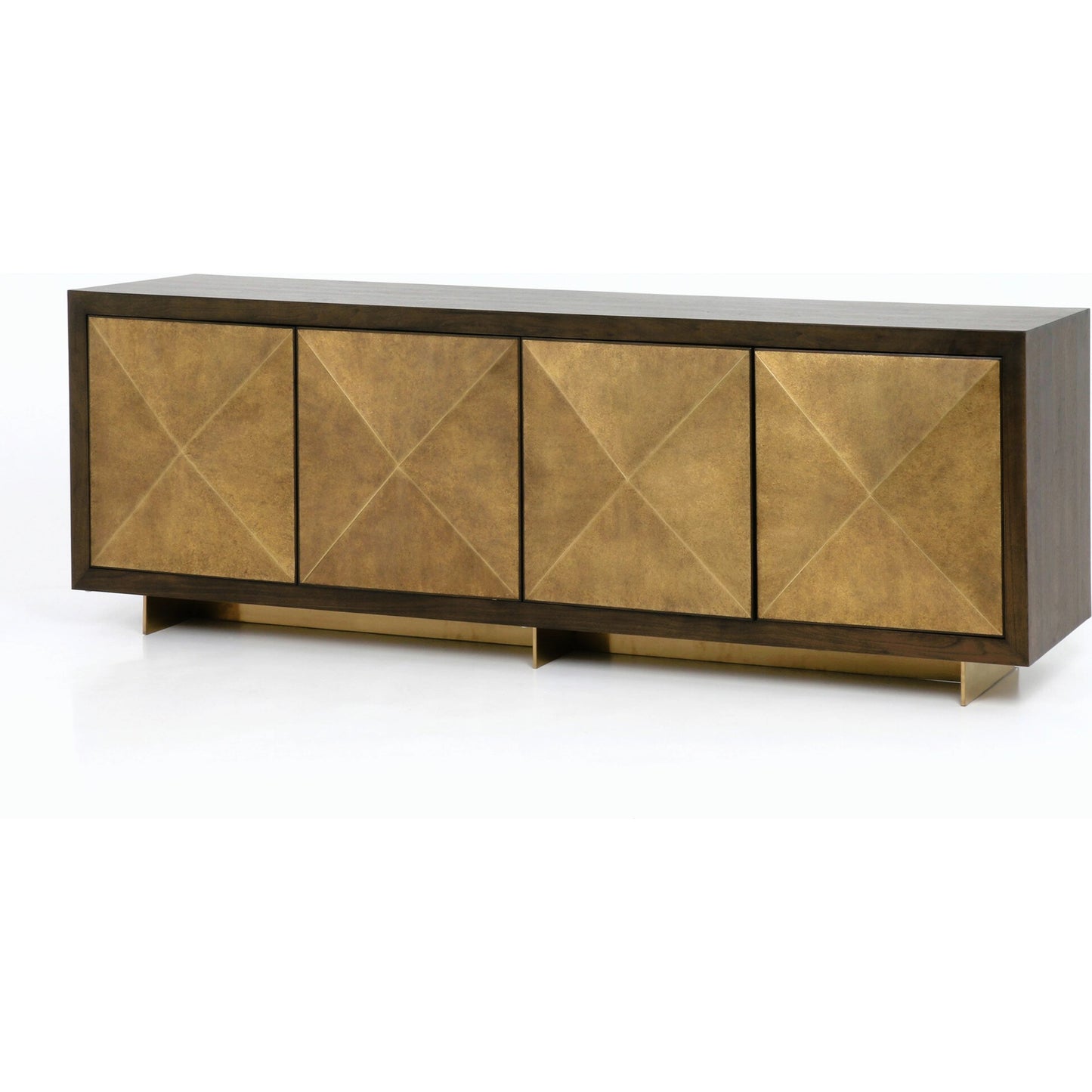 016 S-338897 | Primary Silo | Enzo Sideboard by Four Hands in dark walnut. Made from walnut veneer, brass, stainless steel in a modern style.