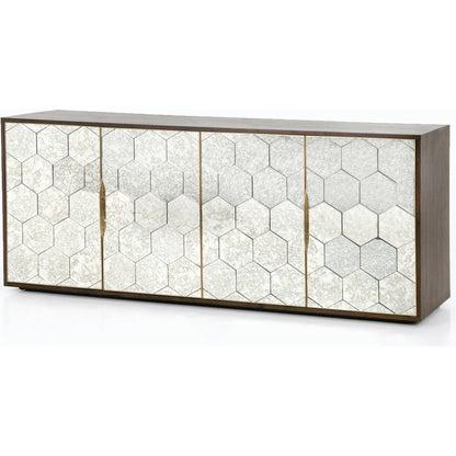 Cybil Sideboard by Four Hands in dark walnut. Made from walnut veneer, stainless steel, glass in a eclectic & global style.