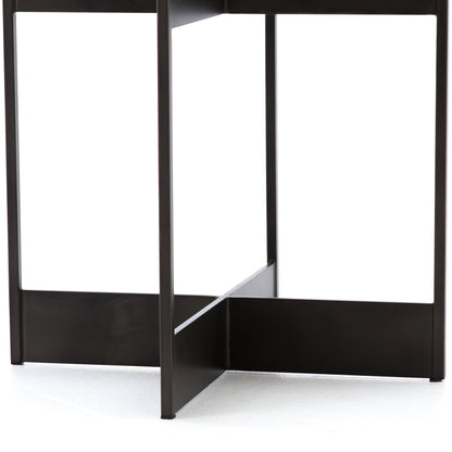 Shannon End Table by Four Hands in smoke grey, english brown oak. Made from oak veneer, iron in a modern style.
