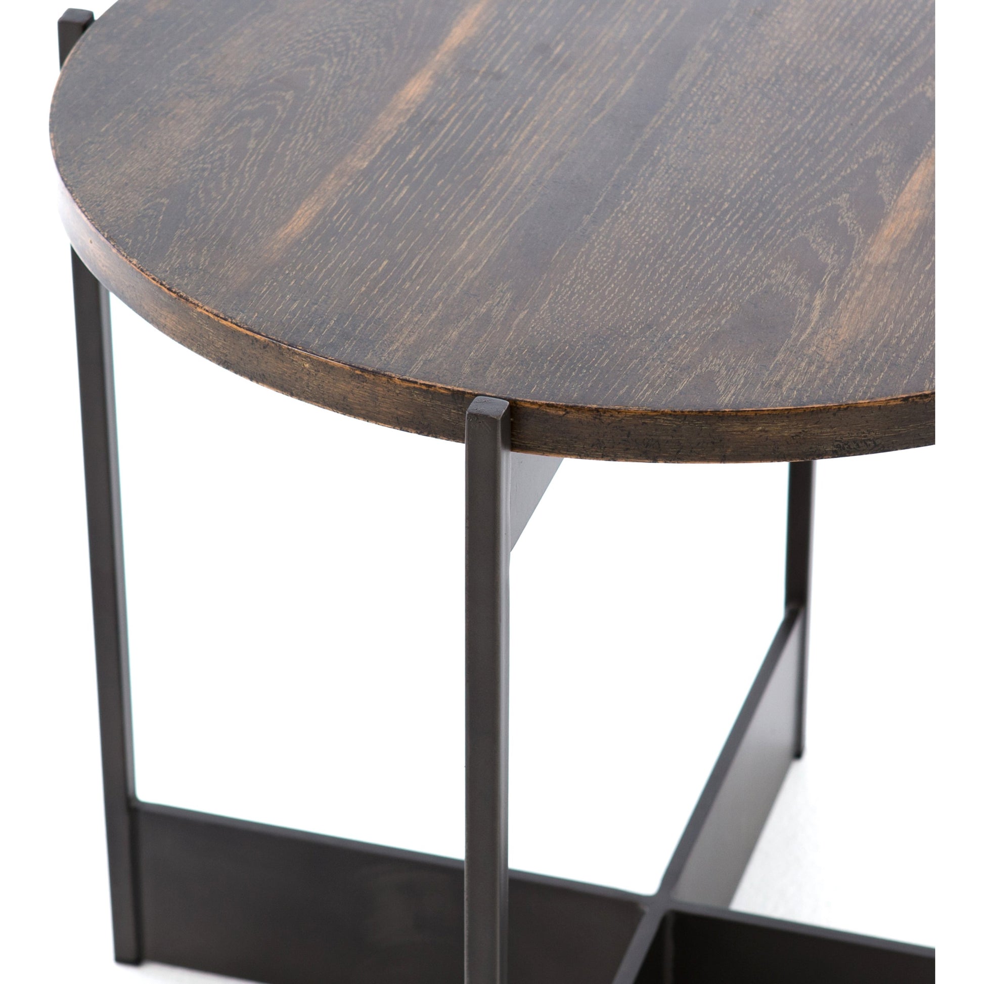 Shannon End Table by Four Hands in smoke grey, english brown oak. Made from oak veneer, iron in a modern style.