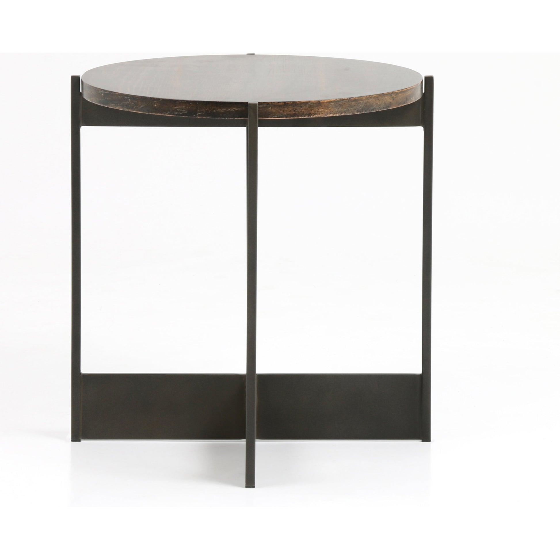 Shannon End Table by Four Hands in smoke grey, english brown oak. Made from oak veneer, iron in a modern style.