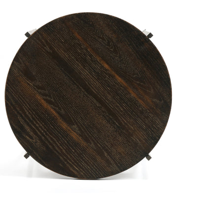 Shannon End Table by Four Hands in smoke grey, english brown oak. Made from oak veneer, iron in a modern style.