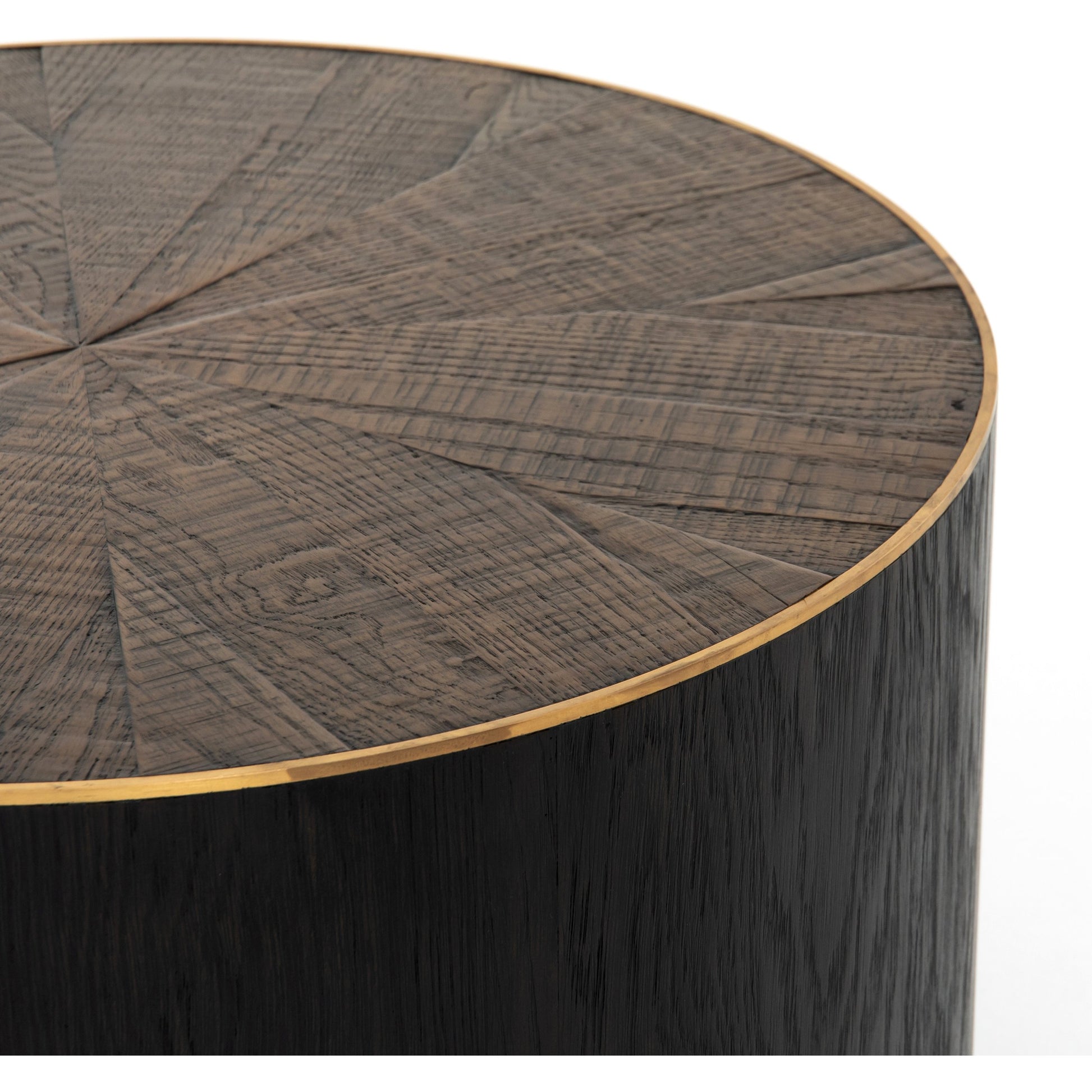 Perry Bunching Table by Four Hands in bright brass clad, ebony. Made from solid oak, brass in a eclectic & global style.