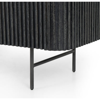 Laverne Sideboard by Four Hands in washed black, brushed gunmetal, bluestone and washed black, brushed gunmetal, blue stone. Made from iron, bluestone, solid oak in a eclectic & global style.