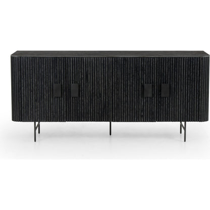 Laverne Sideboard by Four Hands in washed black, brushed gunmetal, bluestone and washed black, brushed gunmetal, blue stone. Made from iron, bluestone, solid oak in a eclectic & global style.