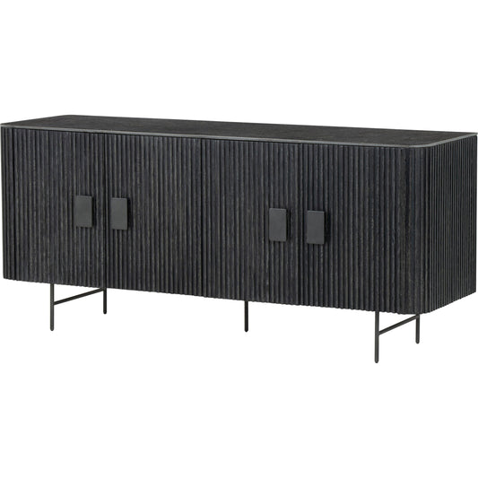 Laverne Sideboard by Four Hands in washed black, brushed gunmetal, bluestone and washed black, brushed gunmetal, blue stone. Made from iron, bluestone, solid oak in a eclectic & global style.