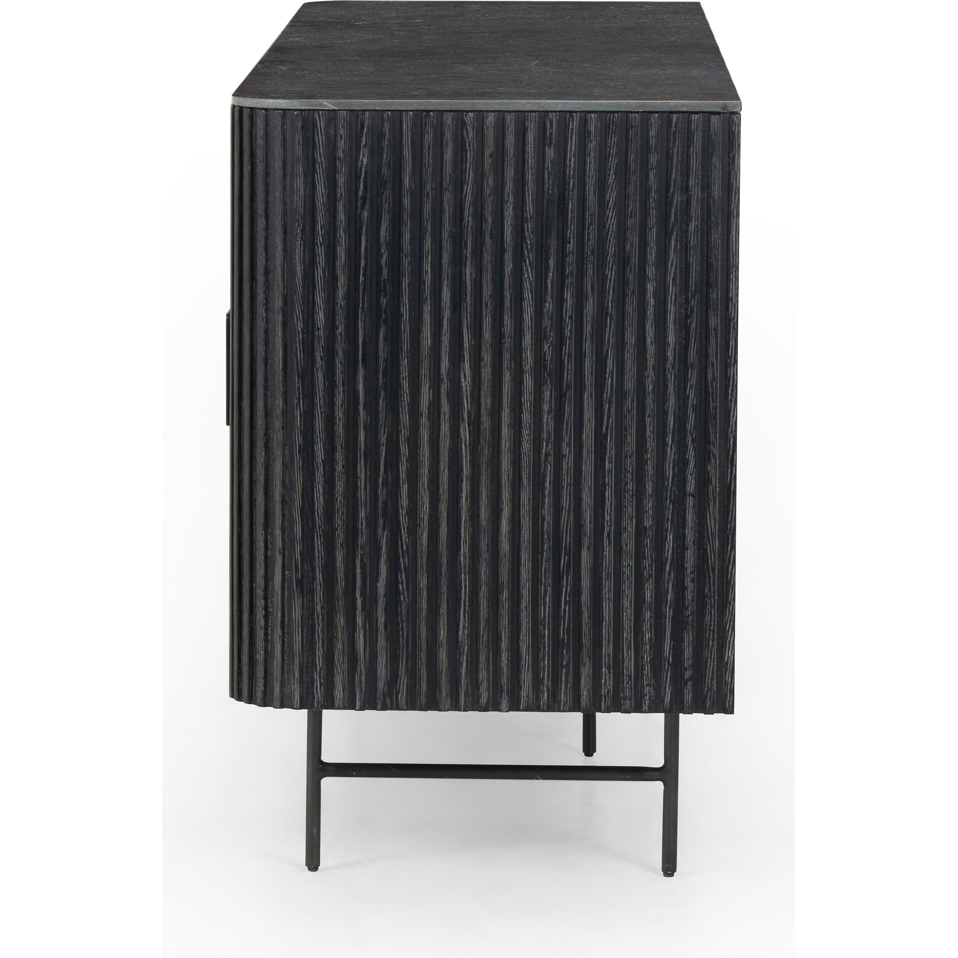Laverne Sideboard by Four Hands in washed black, brushed gunmetal, bluestone and washed black, brushed gunmetal, blue stone. Made from iron, bluestone, solid oak in a eclectic & global style.