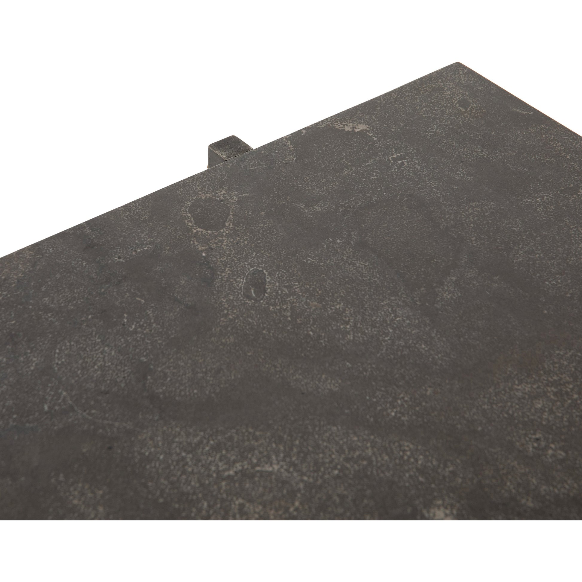 Keppler Square Coffee Table by Four Hands in light rustic black, bluestone and light rustic black, blue stone. Made from bluestone, iron, hd metal in a modern style.