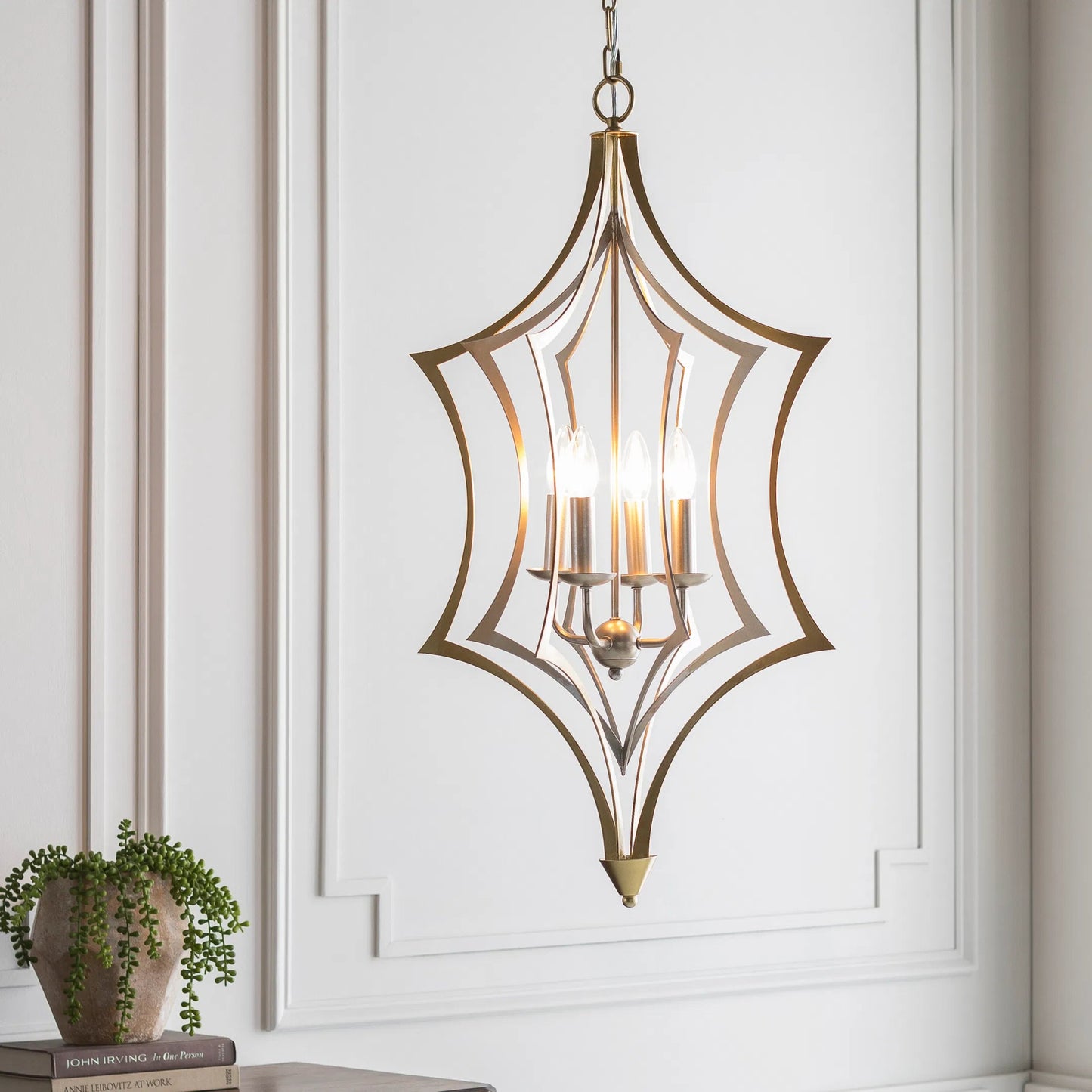 003 S-347263 | Lifestyle | Clarion Ceiling Light - 22216 by Surya in gold, metallic silver, translucent and gold. Made from metal in a transitional style.