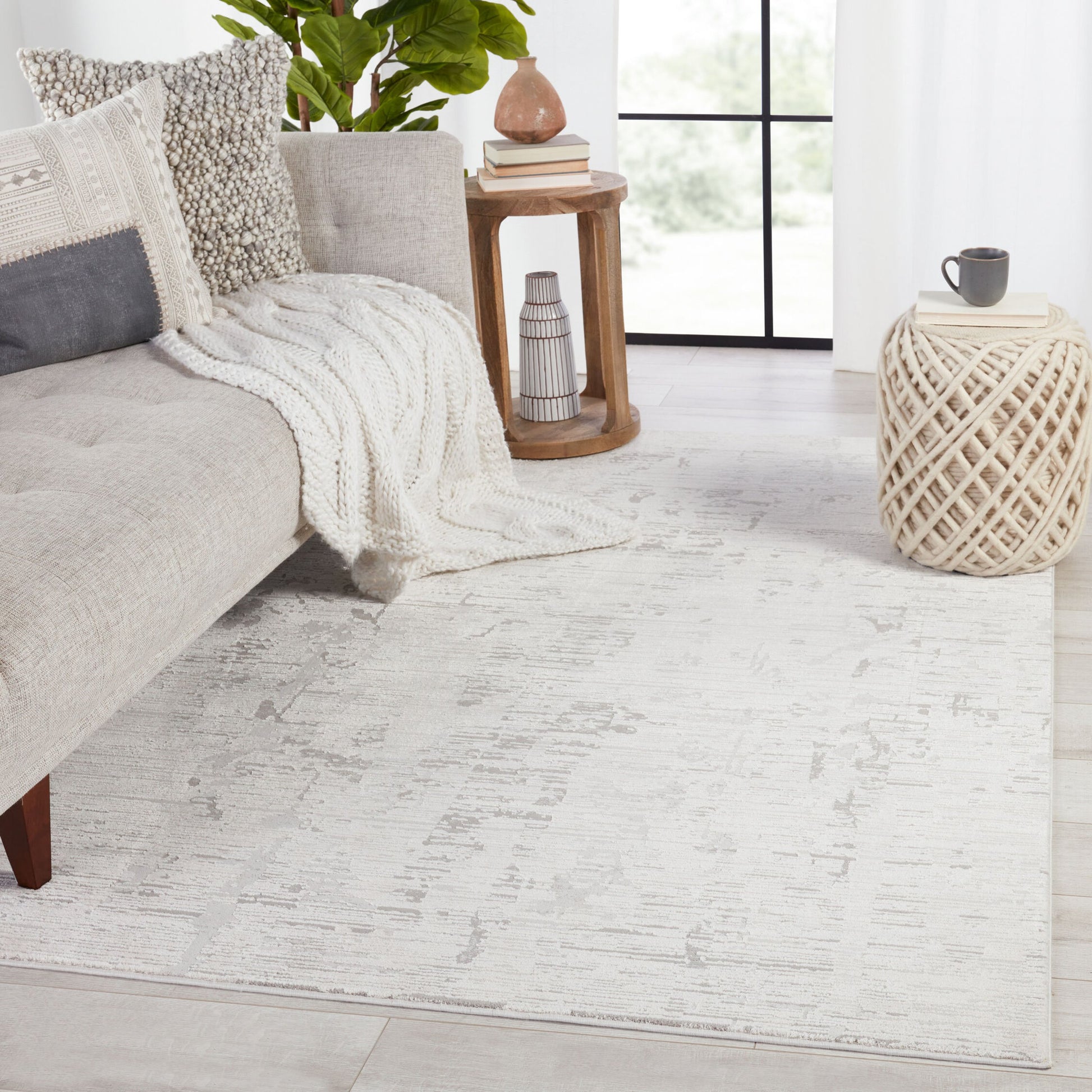 Jovie Rug by Jaipur Living in ivory, gray. Made from 55% viscose, 45% shrink polyester in a unique style.