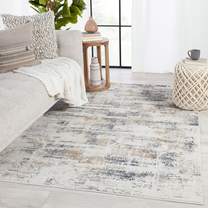 Gesine Rug by Jaipur Living in light gray, gold. Made from 65% shrink polyester, 35% viscose in a unique style.