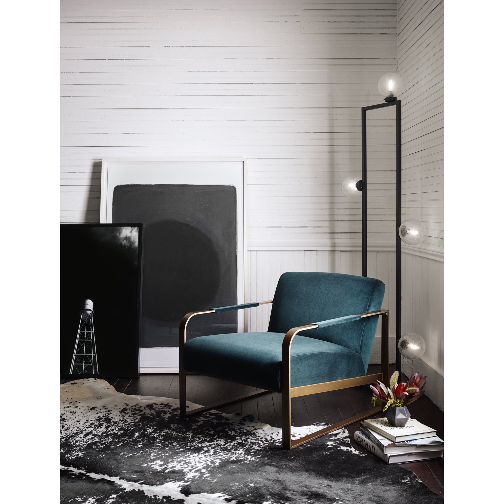 Jules Chair by Four Hands in stnwsh print ecru, antique brs and stonewash print ecru. Made from 100% flax, linen, iron, 100% polyester in a modern style.