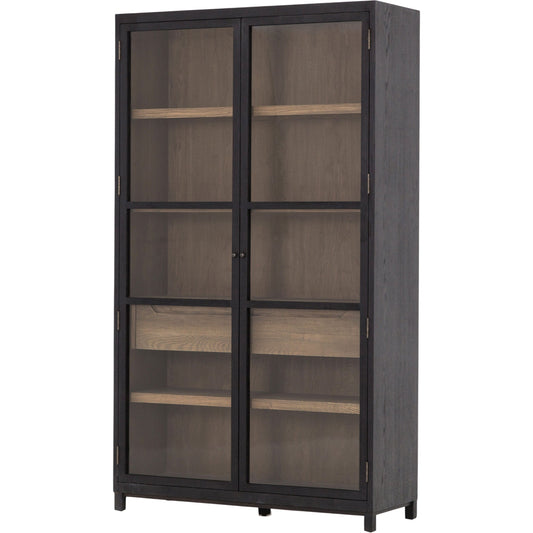 Millie Cabinet by Four Hands in matte black, drifted oak. Made from unique in a modern style.