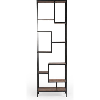 Helena Bookcase by Four Hands in antique brass, clear glass. Made from iron, tempered glass in a cottage & farmhouse style.