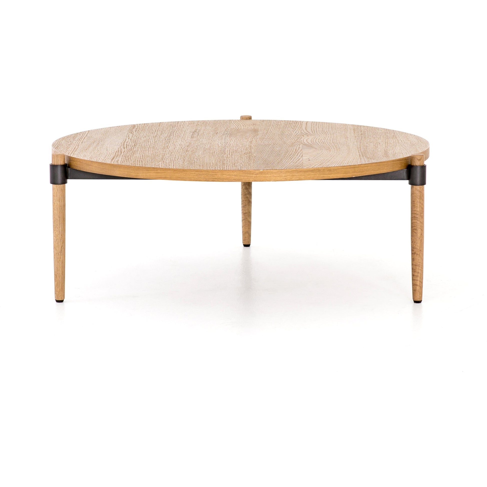 Holmes Coffee Table by Four Hands in smoked drift oak. Made from oak veneer, solid oak, iron in a modern style.