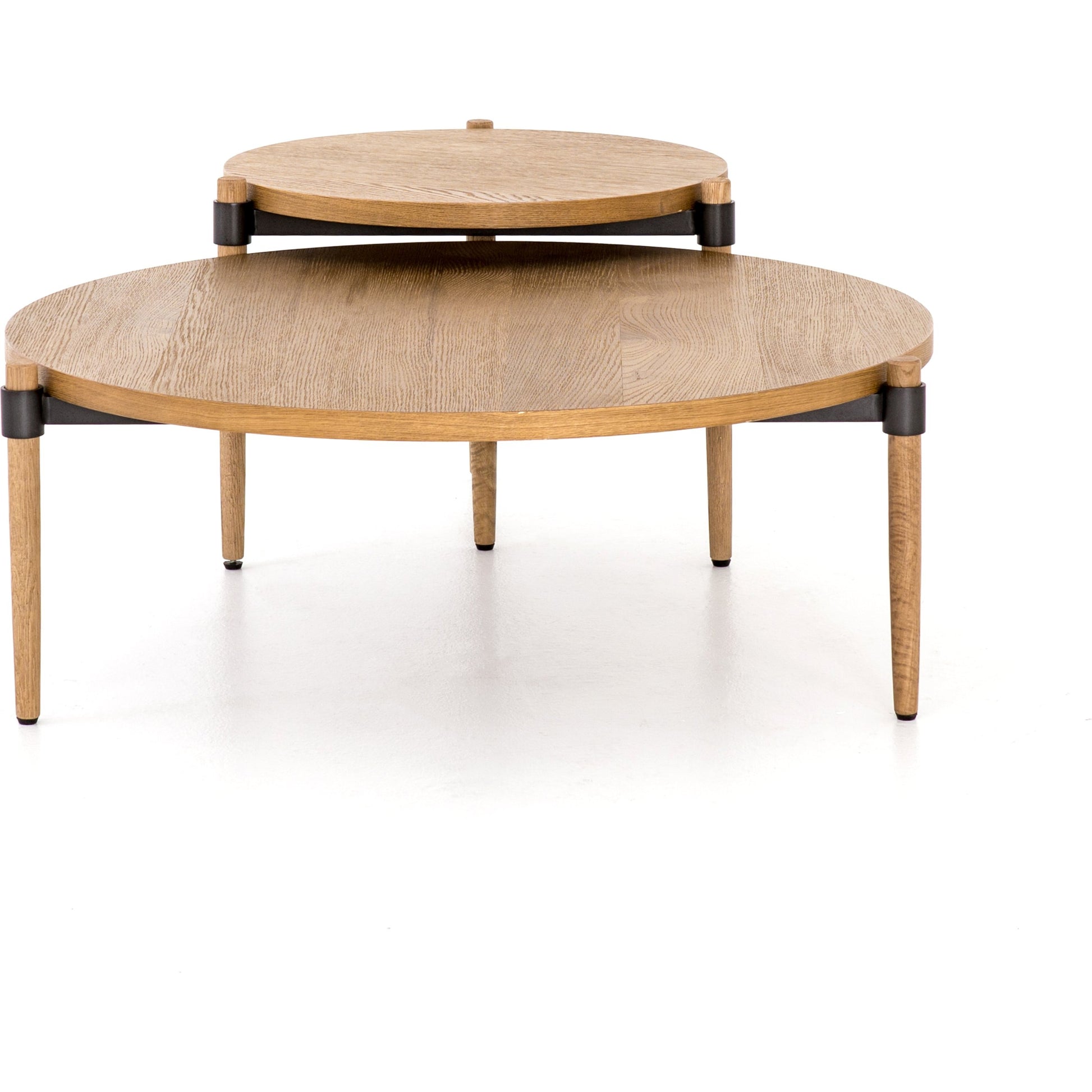 Holmes Coffee Table by Four Hands in smoked drift oak. Made from oak veneer, solid oak, iron in a modern style.