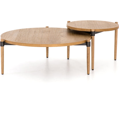 Holmes Coffee Table by Four Hands in smoked drift oak. Made from oak veneer, solid oak, iron in a modern style.