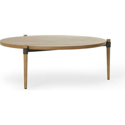 Holmes Coffee Table by Four Hands in smoked drift oak. Made from oak veneer, solid oak, iron in a modern style.