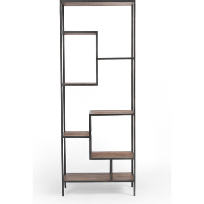 Helena Bookcase by Four Hands in antique brass, clear glass. Made from iron, tempered glass in a cottage & farmhouse style.