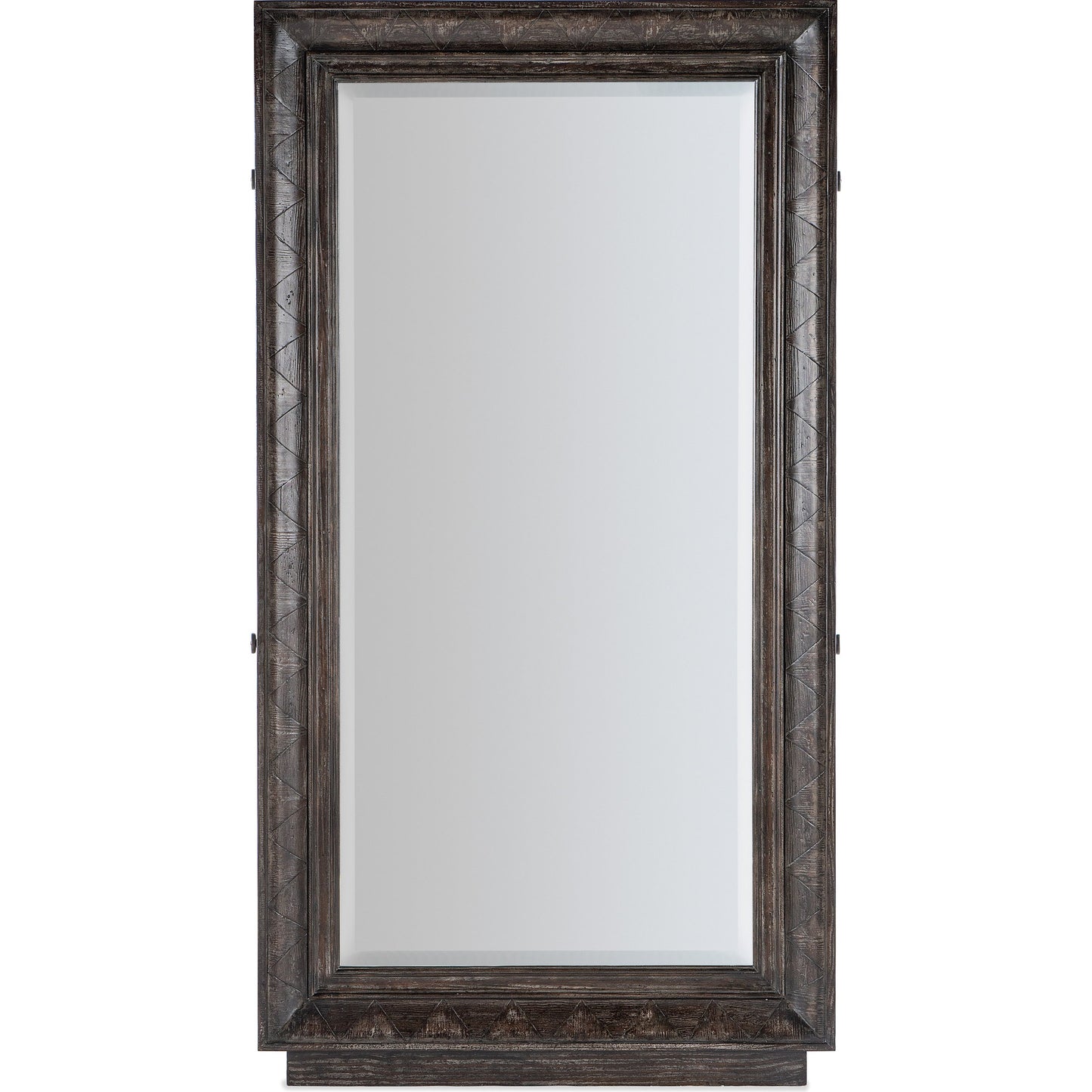002 SI-1873231 | Additional Silo | Traditions Floor Mirror by Hooker Furniture in dark wood. Made from pine veneers with mirror, felt, copper, jewelry bags in a transitional style.