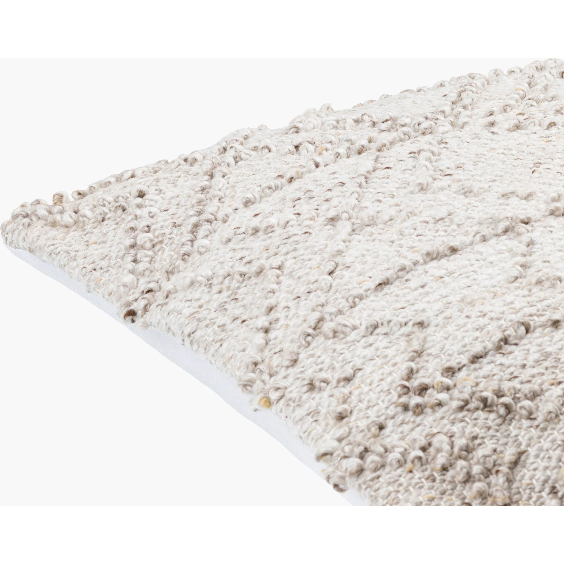 Chrisley Indoor/Outdoor Pillow by Livabliss in light silver, off-white, light grey, ash. Made from front: 100% polyester, back: 100% polyester in a modern style.