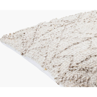 Chrisley Indoor/Outdoor Pillow by Livabliss in light silver, off-white, light grey, ash. Made from front: 100% polyester, back: 100% polyester in a modern style.