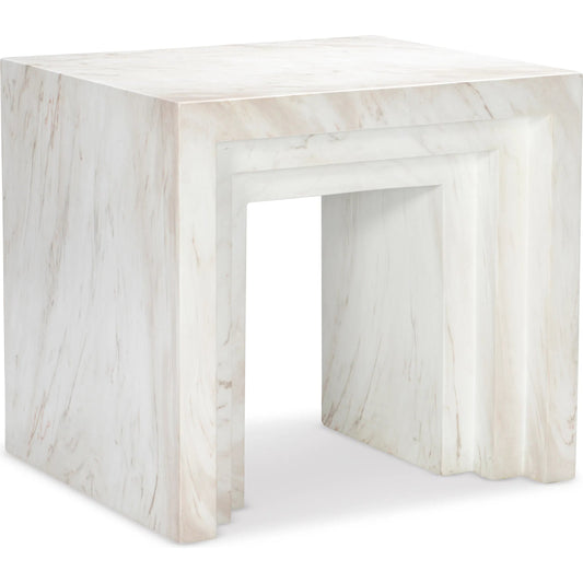 Aries End Table Marble by Maitland-Smith in white. Made from unique in a unique style.