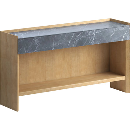 Loft Console Table by A.R.T. Furniture in natural maple. Made from poplar, rubberwood, figured maple, marble in a modern style.