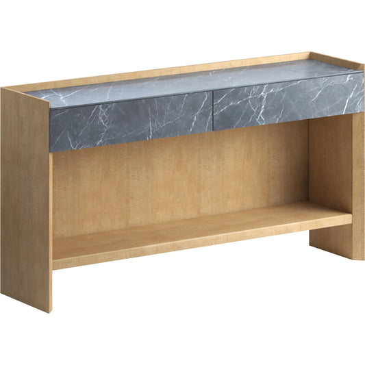 Loft Console Table by A.R.T. Furniture in natural maple. Made from poplar, rubberwood, figured maple, marble in a unique style.