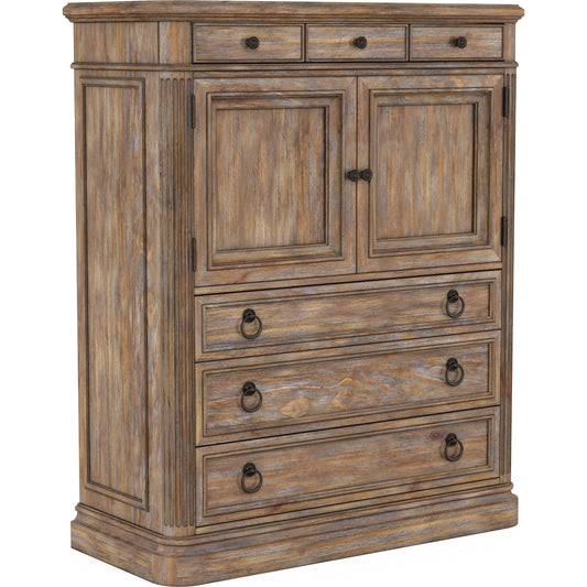 Architrave Door Drawer Chest by A.R.T. Furniture in almond. Made from pine solids and veneer, metal in a traditional style.