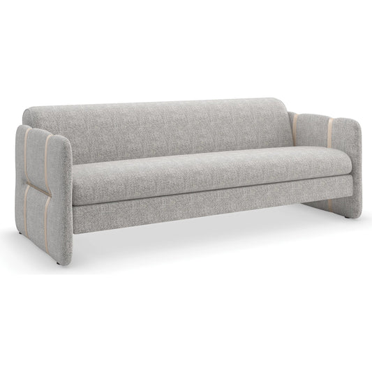 Cigar Club Sofa by Caracole in brushed gold. Made from birch in a unique style.