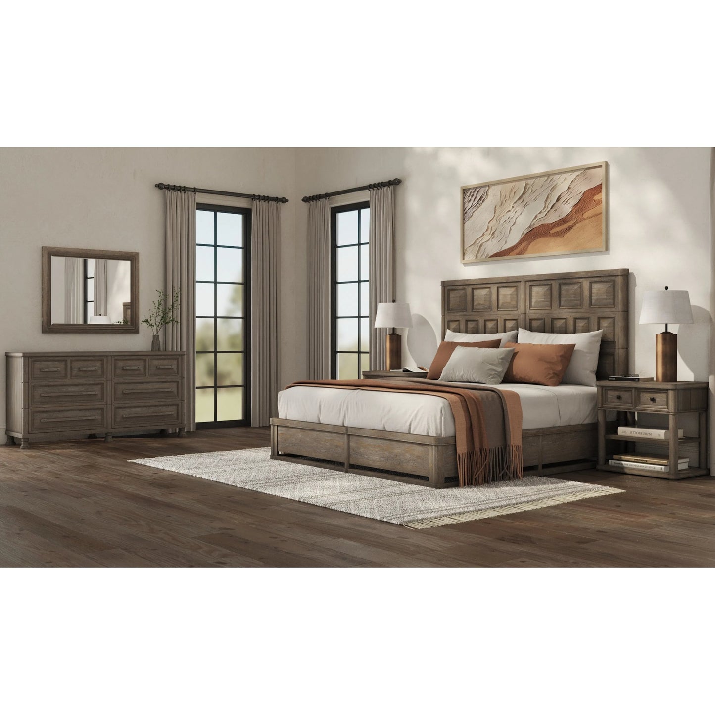 003 SI-2356207 | Lifestyle | Reforma Panel Side Rails by A.R.T. Furniture in tapenade. Made from parawood solids, random match flaky oak veneers in a traditional style.