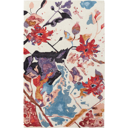 Dafney Transitional & Botanical Rug - 8863F by Feizy in red, blue, purple. Made from viscose, wool in a unique style.
