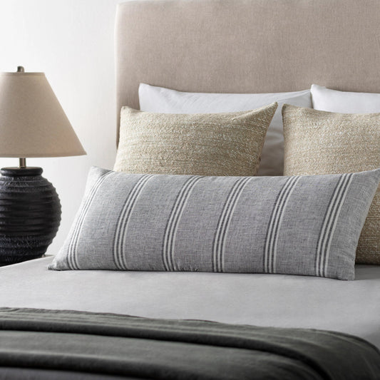 Clarke Pillow - 7294 by Surya in pewter, silver, off-white, light silver. Made from front: 100% linen, back: 100% cotton in a modern style.