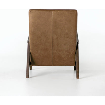 Chance Chair by Four Hands in dakota warm taupe, rubbed sienna brown. Made from top grain leather, solid parawood, 100% polyester in a modern style.